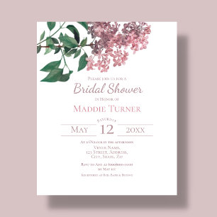 Papier Floral rose poussiéreux Invitation de douche nup