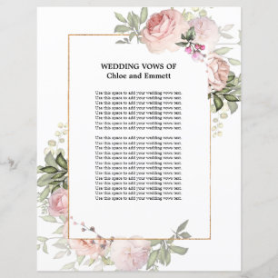 Papier Floral rose rose Vows mariage
