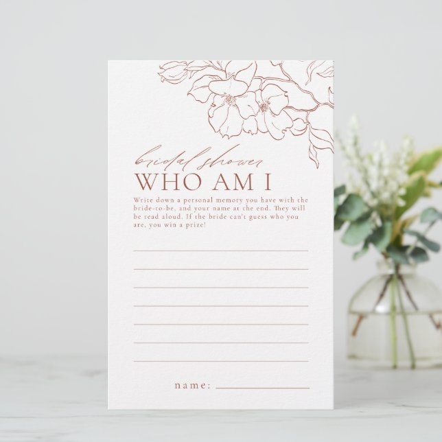 Papier Floral rouille qui suis I nuptiale douche jeu (Debout devant)