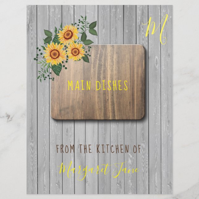 Papier Floral rustique ferme recette organisateur diviseu (Devant)