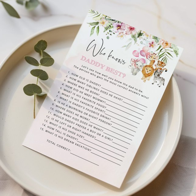 Papier Floral Safari animaux Qui connaît papa meilleur je (Créateur téléchargé)
