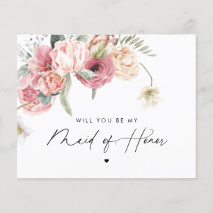 Papier Floral Script Seras-tu ma témoin de mariage