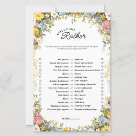 Papier Floral Tea Party Would She Rather Bridal Game