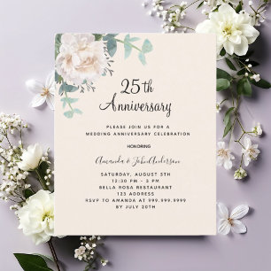 Papier Floral verdure beige 25e anniversaire mariage