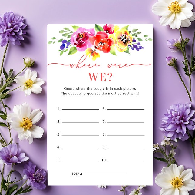 Papier Floral Vibrant Où Étions-Nous Fête des mariées Jeu (Créateur téléchargé)