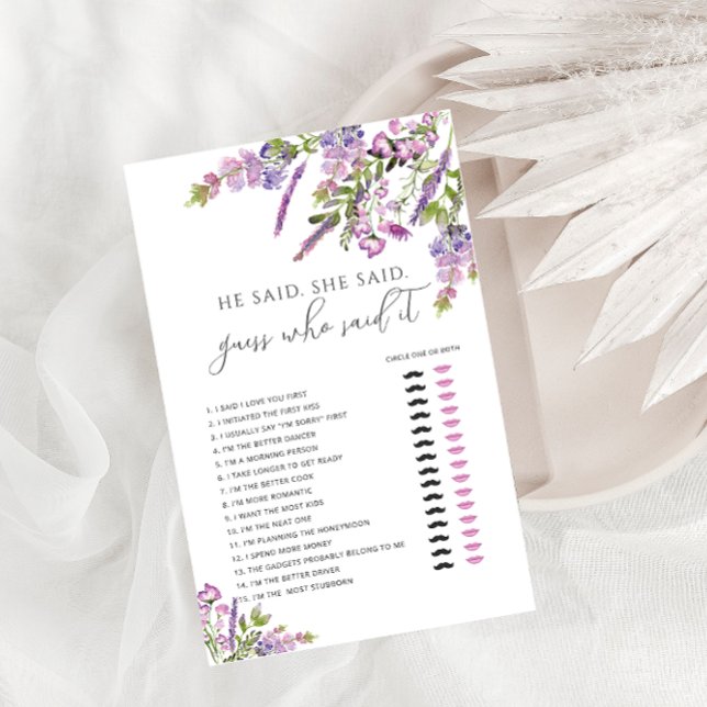 Papier Floral violet Il a dit qu'elle dit Fête des mariée (Créateur téléchargé)