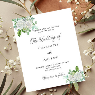 Papier Floraux blancs mariages vert invitation budget