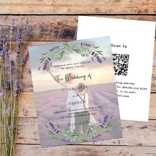 Papier Floraux de lavande photo QR RSVP budget mariage