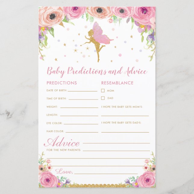 Papier Flore Fairy Baby Prédictions et conseils Activité (Devant)