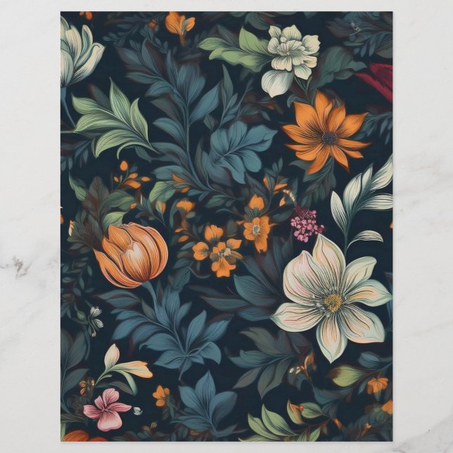 Papier Flore foncé Vintage stationnaire (Devant)
