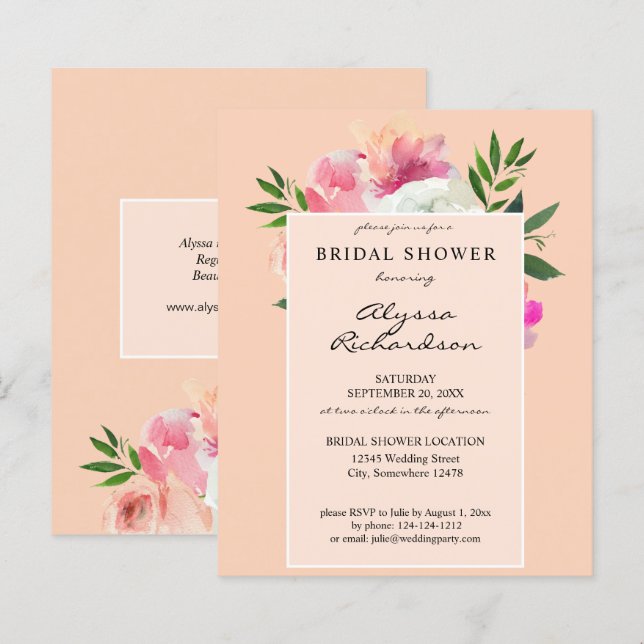 Papier Flore rose et blanche Budget - Fête des mariées 2C (Devant / Derrière)