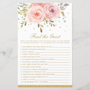 Papier Flore Rose Vive Trouvez Le Jeu Baby shower Invité