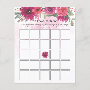 Papier Flore violet Fête des mariées verte Jeu de Bingo
