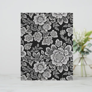 Papier Flores de dentelle blanche sur noir