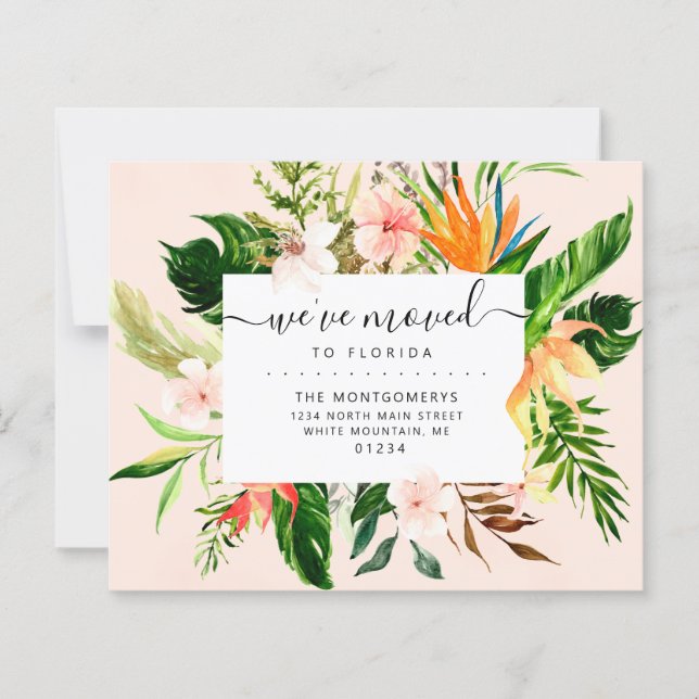 Papier Floride tropicale Floride Budget Moving Faire-part (Devant)