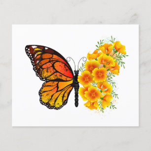 Papier Flower Butterfly with Yellow California Poppy