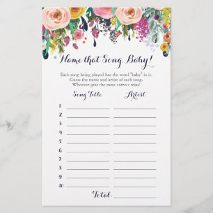 Papier Flower Guess Baby Song Baby shower Jeu
