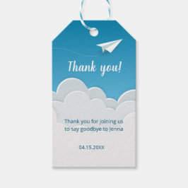 Papier Flugzeug in der Luft weg Vielen Dank Geschenkanhänger