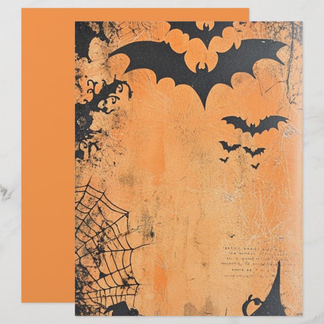Papier Flying Bats Halloween Scrapbook Paper (Devant / Derrière)