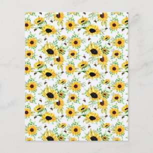 Papier Fond de scrapbook de tournesols et d'abeilles