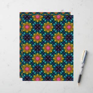 Papier Fontaine Florale Arc-en-ciel Mandala Diamond Tile