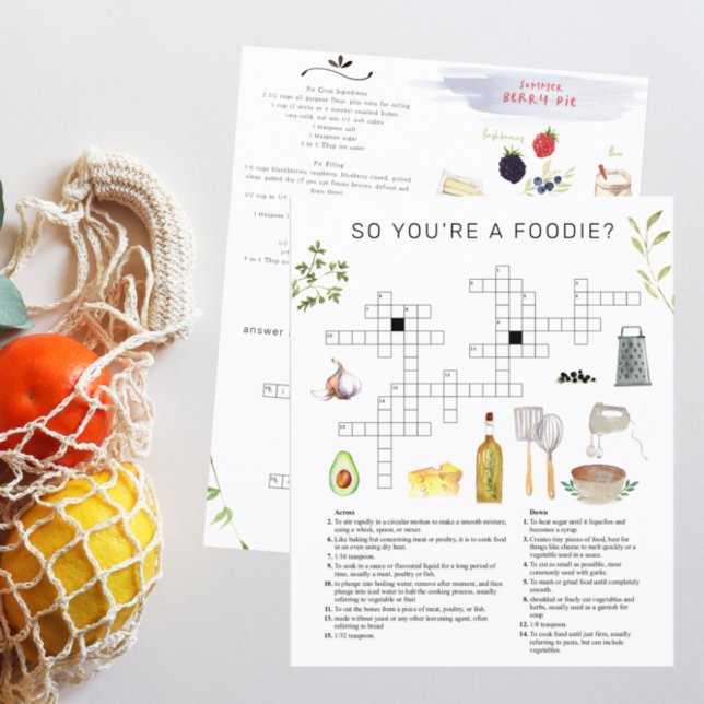 Papier Foodie Chef Aquarelle Recette Mot de passe Puzzle (Créateur téléchargé)