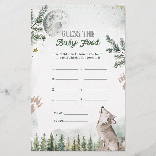 Papier Forest Wolf Guess The Baby Food Games (Devant)