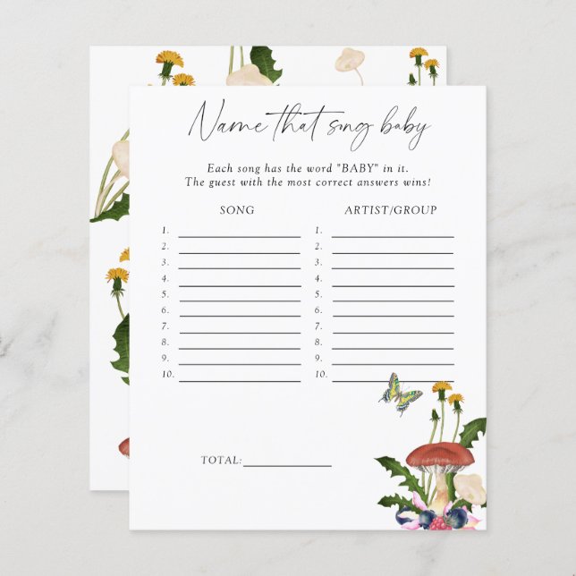 Papier forêt de champignons - Nommez cette chanson jeu de (Devant / Derrière)