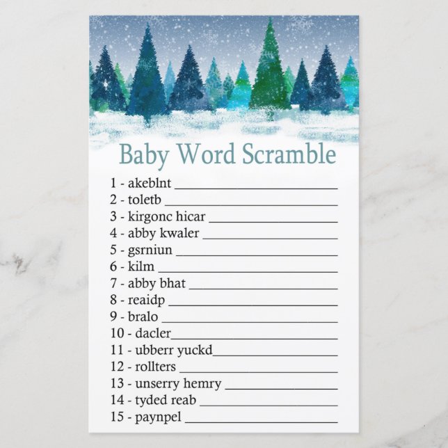 Papier forêt d'hiver Bébé mot brouiller jeu (Devant)