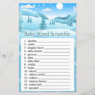 Papier Forêt d'hiver neige Baby mot scramble jeu