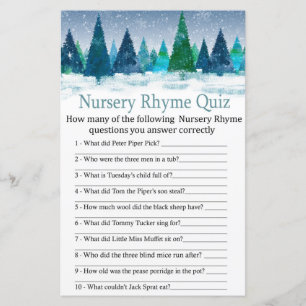 Papier forêt d'hiver Nursery Rhyme Quiz jeu de baby showe