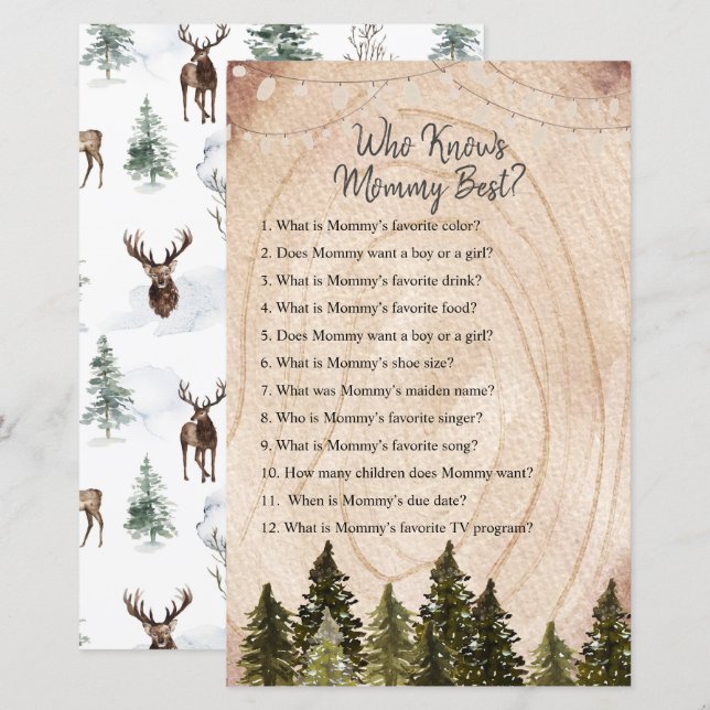 Papier Forêt d'hiver Woodland qui connaît maman le meille (Devant / Derrière)
