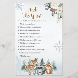 Papier Forêt forestière d'hiver Trouvez le jeu d'invités