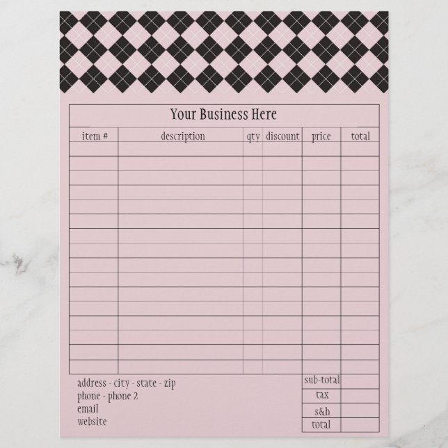 Papier Formulaire de commande de Jacquard rose (Devant)