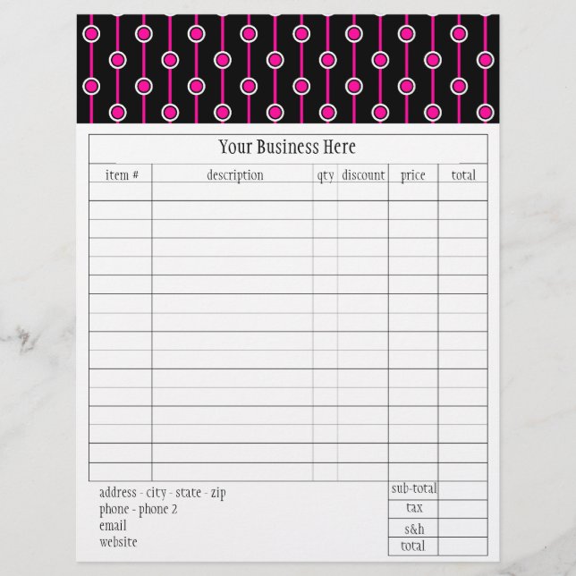 Papier Formulaire de commande de points et de bandes PICK (Devant)