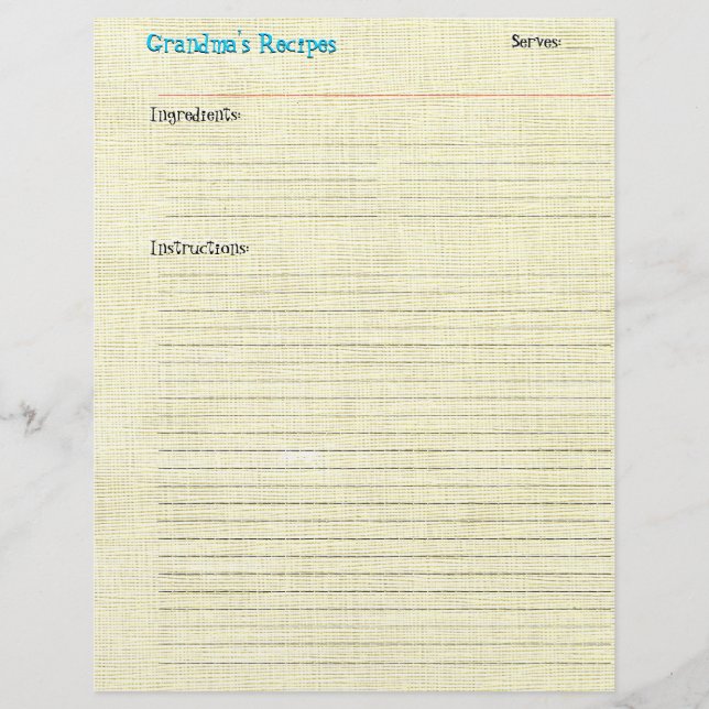 Papier Formulaire de recette - La vie est un pique-nique (Devant)