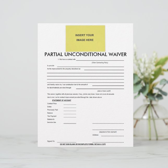 Papier Formulaire de renonciation partielle inconditionne (Debout devant)