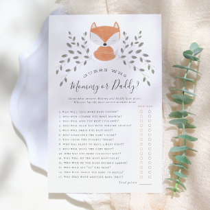 Papier Fox Cub Rustic Woodland Devinez Qui Baby shower Je