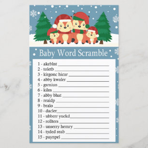 Papier Fox d'hiver Baby word scramble jeu