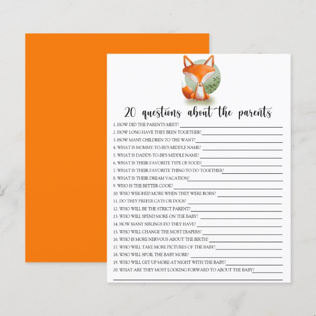 Papier Fox - jeux - 20 questions sur les parents (Devant / Derrière)