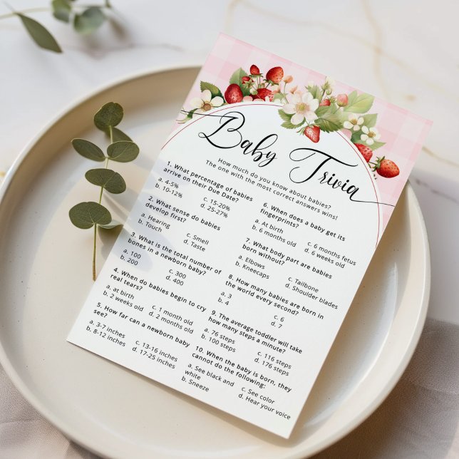 Papier Fraise Bébé trivia jeu de baby shower (Créateur téléchargé)