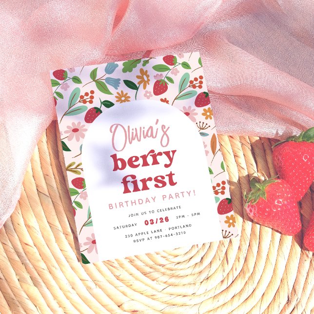 Papier Fraise Berry Premier budget Anniversaire (Card Front Mock-up)