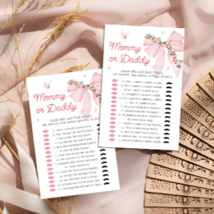 Papier Fraise Bow maman ou papa Baby shower jeu