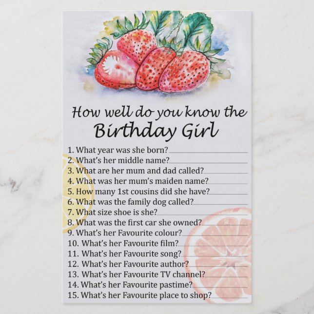 Papier fraise Comme tu connais bien la fille d'anniversai (Devant)