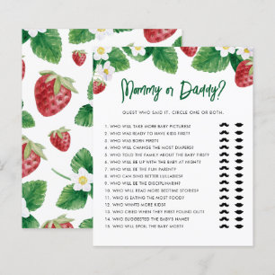 Papier Fraise maman ou papa Baby shower jeu