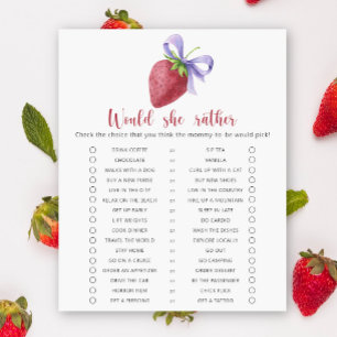 Papier Fraise / Voudrait-Elle Plaire Baby shower Jeu