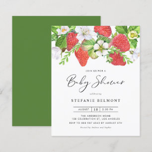 Papier Fraises et fleurs Baby shower d'été