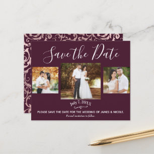 Papier Framboise & Rose Gold Photo Wedding Enregistrer la
