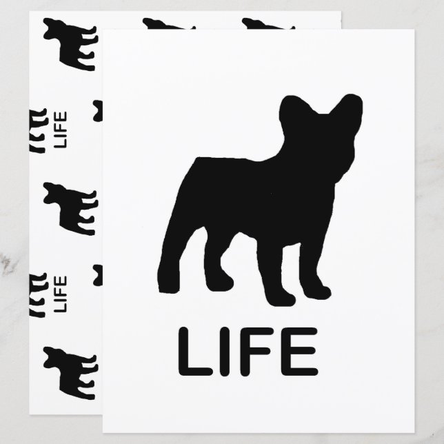 Papier français bulldog life scrapt double côté (Devant / Derrière)