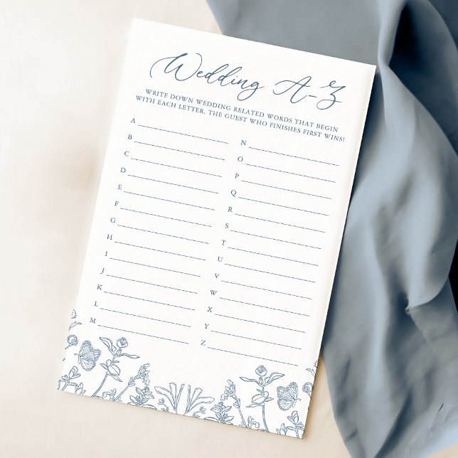 Papier French Blue Chinoiserie Floral Douche A-Z Jeu (Créateur téléchargé)